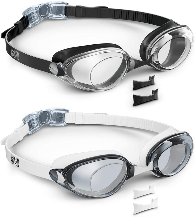 Aegend 2 Pack Swim Goggles, Swimming Goggles Anti-Fog for Man Women Youth Adult Sporting Goods > Outdoor Recreation > Boating & Water Sports > Swimming > Swim Goggles & Masks Aegend Black & White Black  