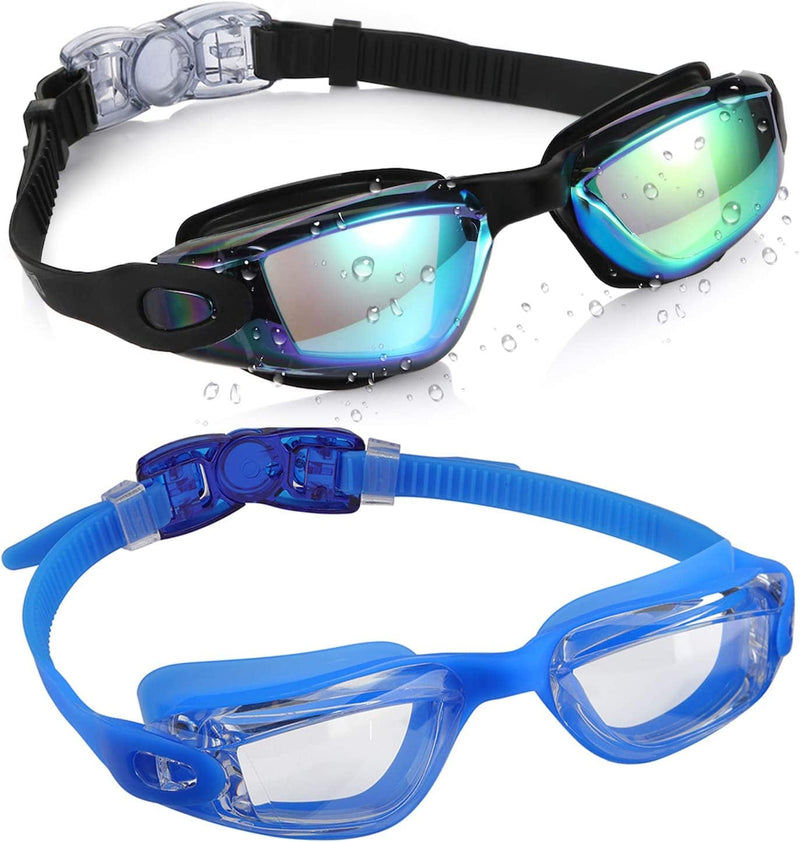 Aegend Kids Swim Goggles, Pack of 2 Swimming Goggles for Children Boys & Girls Age 3-9 Sporting Goods > Outdoor Recreation > Boating & Water Sports > Swimming > Swim Goggles & Masks Aegend Aqua & Clear Blue  