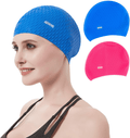 Aegend Swim Cap for Women and Men, 2 Pack Silicone Swimming Caps for Long Hair, Swim Caps with Non-Slip Texture and Excellent Elasticity, Easy to Put On and Off Sporting Goods > Outdoor Recreation > Boating & Water Sports > Swimming > Swim Caps Aegend Blue&Pink  