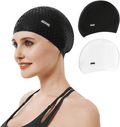 Aegend Swim Cap for Women and Men, 2 Pack Silicone Swimming Caps for Long Hair, Swim Caps with Non-Slip Texture and Excellent Elasticity, Easy to Put On and Off Sporting Goods > Outdoor Recreation > Boating & Water Sports > Swimming > Swim Caps Aegend Black&White  