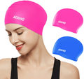 Aegend Swim Caps for Long Hair (2 Pack), Durable Silicone Swimming Caps for Women Men Adults Youths Kids, Easy to Put On and Off, 4 Colors Sporting Goods > Outdoor Recreation > Boating & Water Sports > Swimming > Swim Caps Aegend Blue Pink  