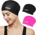 Aegend Swim Caps for Long Hair (2 Pack), Durable Silicone Swimming Caps for Women Men Adults Youths Kids, Easy to Put On and Off, 4 Colors Sporting Goods > Outdoor Recreation > Boating & Water Sports > Swimming > Swim Caps Aegend Black Pink  