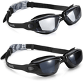 Aegend Swim Goggles, 2 Pack Swimming Goggles No Leaking Adult Men Women Sporting Goods > Outdoor Recreation > Boating & Water Sports > Swimming > Swim Goggles & Masks Aegend Light Black & Deep Black  