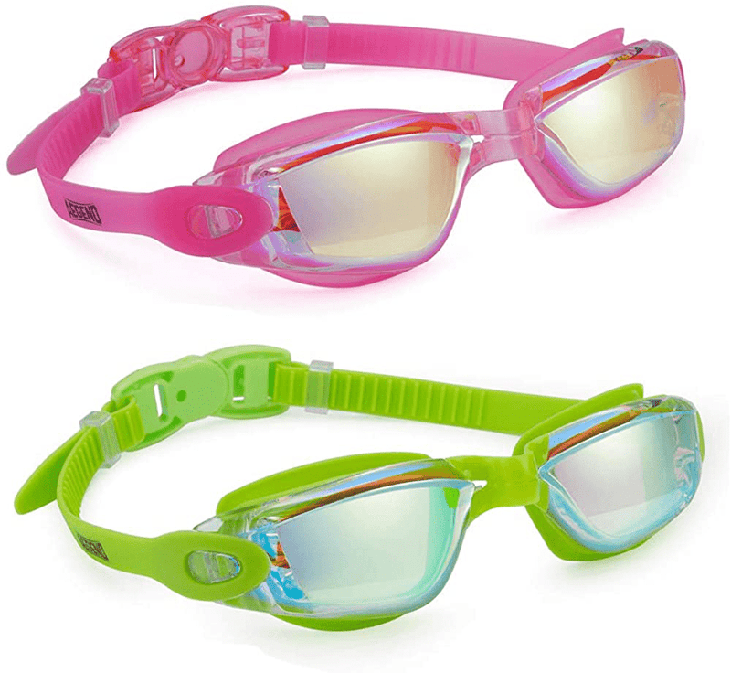 Aegend Swim Goggles, 2 Pack Swimming Goggles No Leaking Adult Men Women Sporting Goods > Outdoor Recreation > Boating & Water Sports > Swimming > Swim Goggles & Masks Aegend Pink & Green  