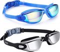 Aegend Swim Goggles, 2 Pack Swimming Goggles No Leaking Adult Men Women Youth Sporting Goods > Outdoor Recreation > Boating & Water Sports > Swimming > Swim Goggles & Masks Aegend Bright Blue & Sliver  