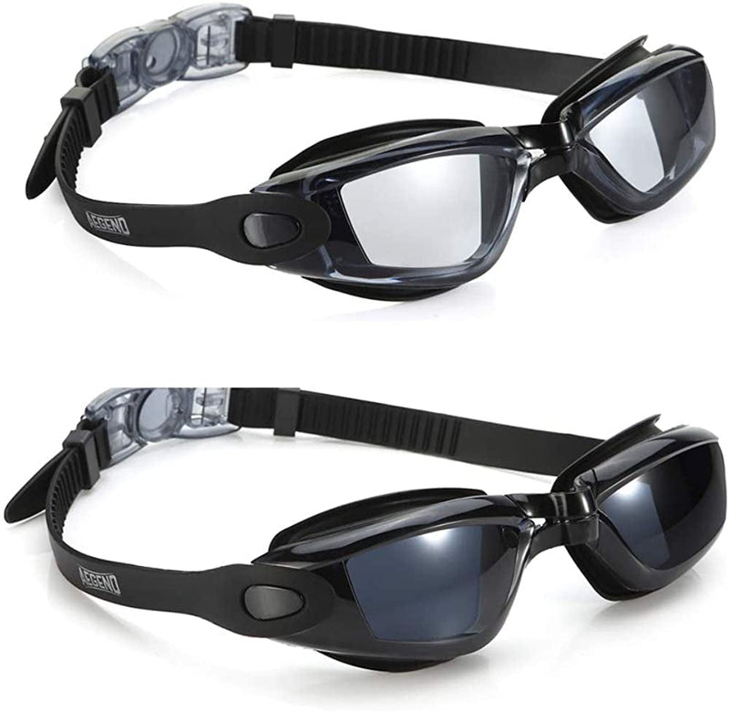 Aegend Swim Goggles, 2 Pack Swimming Goggles No Leaking Adult Men Women Youth Sporting Goods > Outdoor Recreation > Boating & Water Sports > Swimming > Swim Goggles & Masks Aegend Light Black & Deep Black  