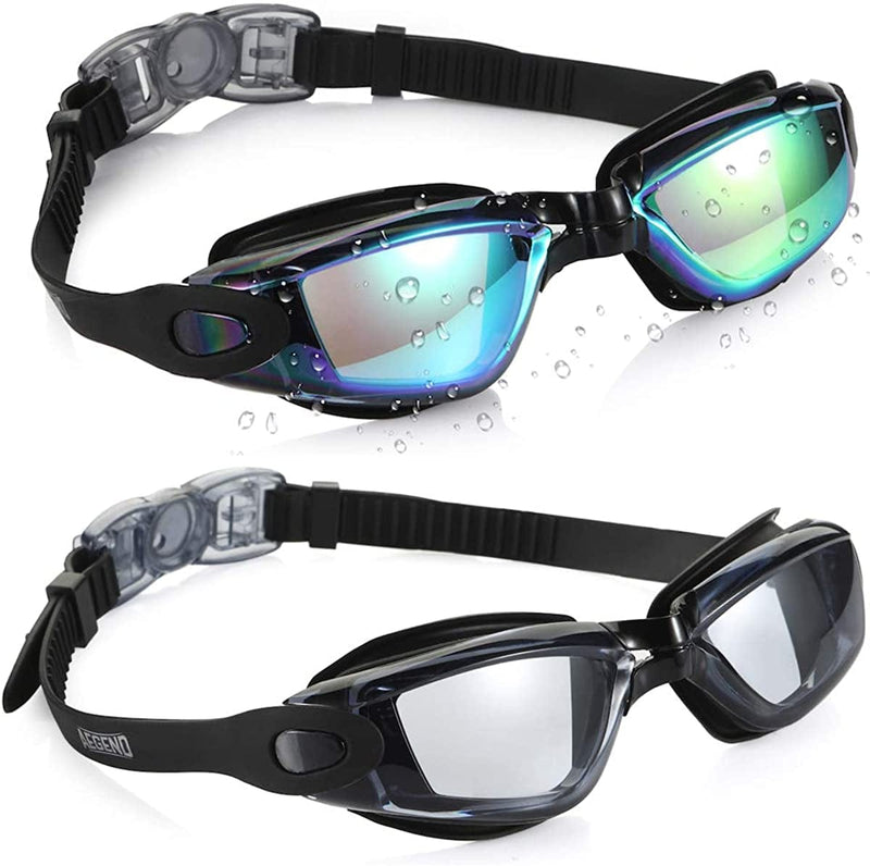 Aegend Swim Goggles, 2 Pack Swimming Goggles No Leaking Adult Men Women Youth Sporting Goods > Outdoor Recreation > Boating & Water Sports > Swimming > Swim Goggles & Masks Aegend Aqua & Clear Black  