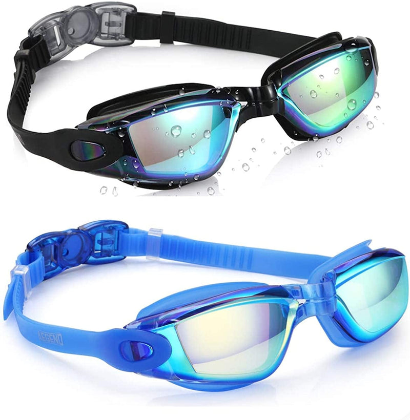 Aegend Swim Goggles, 2 Pack Swimming Goggles No Leaking Adult Men Women Youth Sporting Goods > Outdoor Recreation > Boating & Water Sports > Swimming > Swim Goggles & Masks Aegend Bright Blue & Aqua  