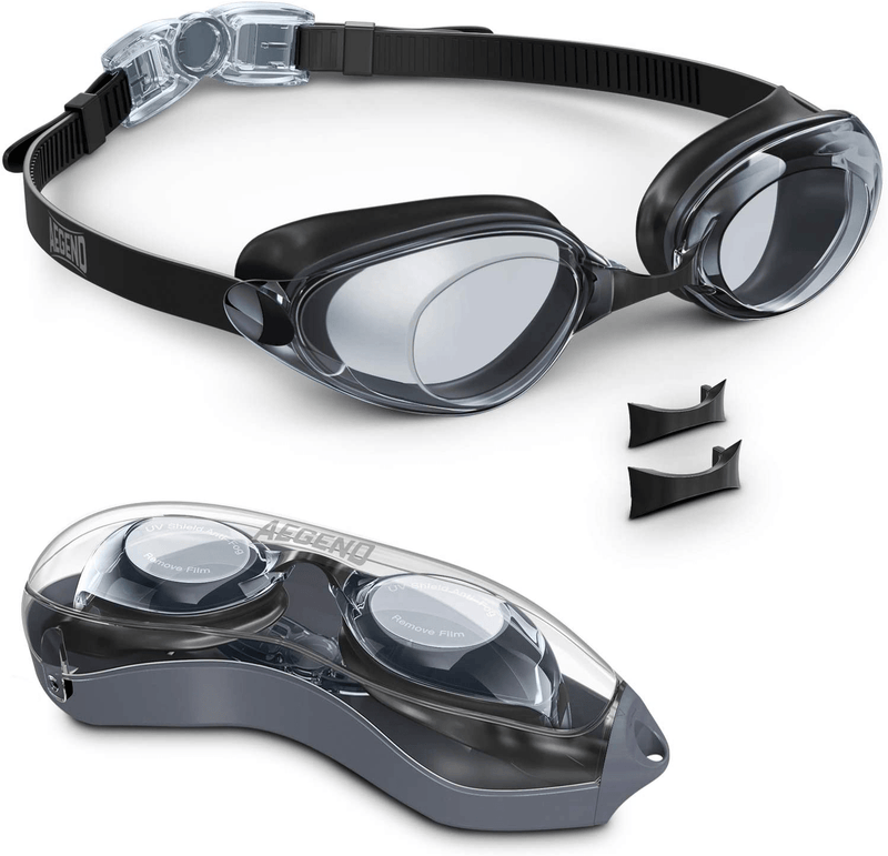 Aegend Swim Goggles, Swimming Goggles Anti-Fog for Man Women Youth Adult Sporting Goods > Outdoor Recreation > Boating & Water Sports > Swimming > Swim Goggles & Masks Aegend Black&light Black  