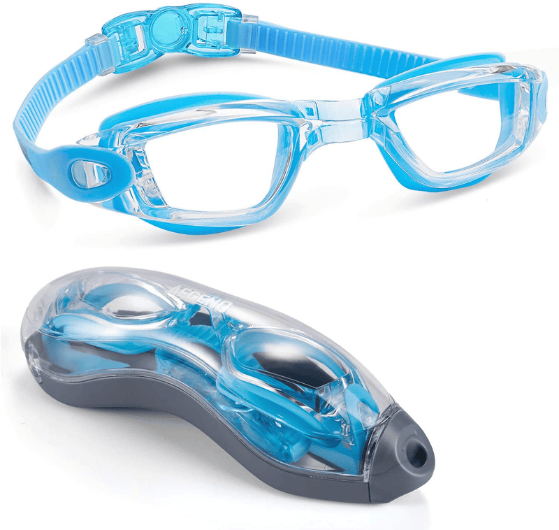 Aegend Swim Goggles, Swimming Goggles No Leaking Anti Fog Adult Men Women Youth Sporting Goods > Outdoor Recreation > Boating & Water Sports > Swimming > Swim Goggles & Masks Aegend Sky Blue  