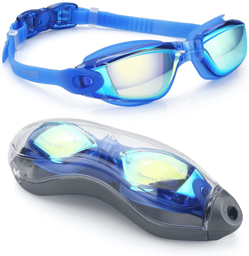 Aegend Swim Goggles, Swimming Goggles No Leaking Anti Fog Adult Men Women Youth Sporting Goods > Outdoor Recreation > Boating & Water Sports > Swimming > Swim Goggles & Masks Aegend Blue Silver  