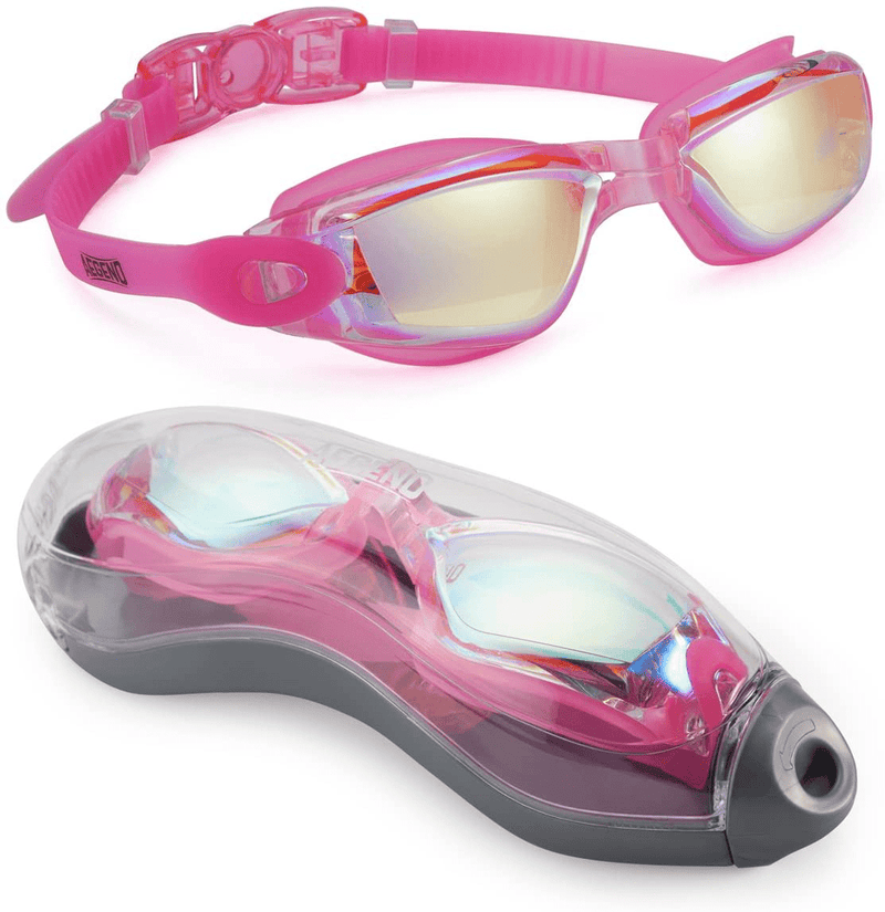 Aegend Swim Goggles, Swimming Goggles No Leaking Anti Fog Adult Men Women Youth Sporting Goods > Outdoor Recreation > Boating & Water Sports > Swimming > Swim Goggles & Masks Aegend Rose Red Silver  