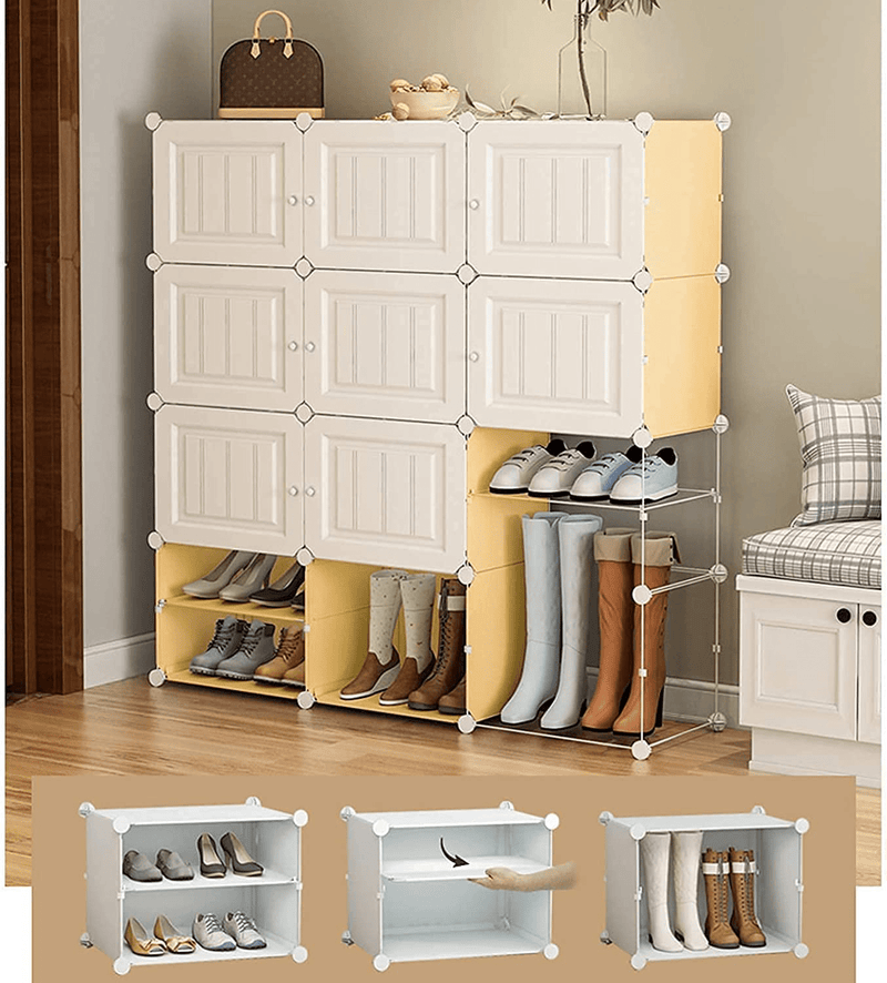 Aeitc Shoe Rack 72 Pairs Shoe Organizer Narrow Standing Stackable Shoe Storage Cabinet Space Saver for Entryway, Hallway and Closet,Honey Color Furniture > Cabinets & Storage > Armoires & Wardrobes Aeitc   