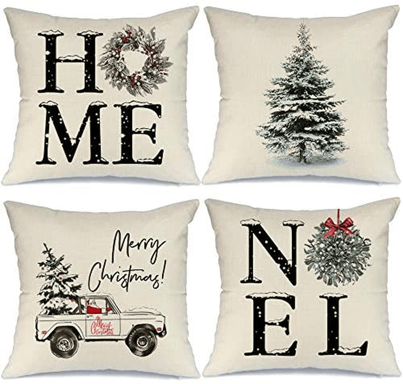 AENEY Christmas Decorations Pillow Covers 18x18 Set of 4, Home Noel Truck Christmas Tree Rustic Winter Holiday Throw Pillows Farmhouse Christmas Decor for Home, Xmas Cushion Cases for Couch A311-18 Home & Garden > Decor > Seasonal & Holiday Decorations& Garden > Decor > Seasonal & Holiday Decorations AENEY Multicolor 18 x 18-Inch 