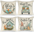AENEY Easter Pillow Covers 18X18 Set of 4 Easter Decor for Home Happy Easter Bunny Easter Eggs Gnomes Carrots Truck Easter Pillows Decorative Throw Pillows Farmhouse Easter Decorations A338-18 Home & Garden > Decor > Seasonal & Holiday Decorations AENEY Multicolor 18 x 18-Inch 