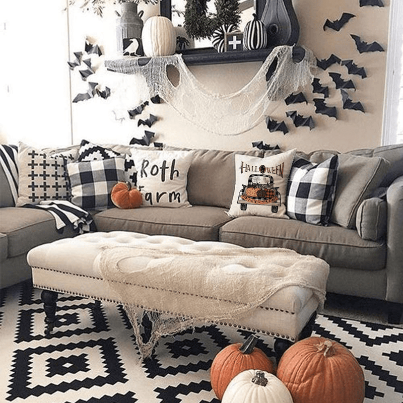 AENEY Halloween Pillow Cover 18x18 for Farmhouse Fall Decor Fall Throw Pillow Cover Autumn Decorative Cushion Case for Sofa Couch Fall Decorations 1001bz18