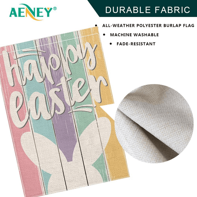 AENEY Happy Easter Garden Flag 12.5 X 18 Inch Bunny Vertical Double Sided Decorative Holiday Easter Decor for outside Yard Outdoor Farmhouse Easter Decorations B001