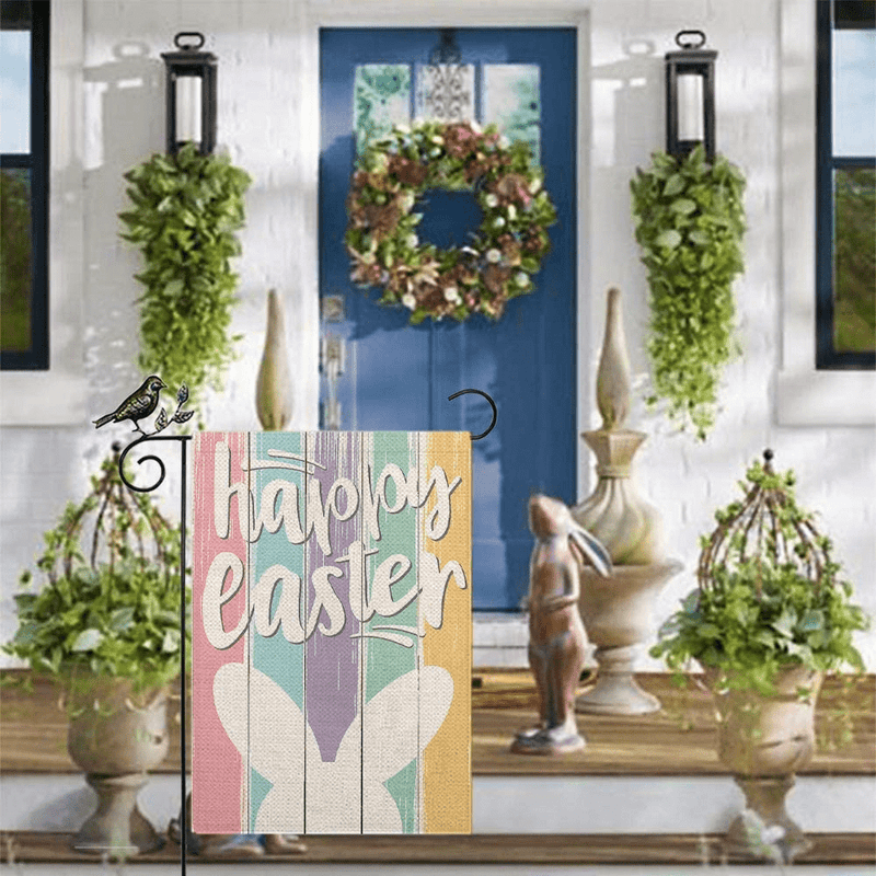 AENEY Happy Easter Garden Flag 12.5 X 18 Inch Bunny Vertical Double Sided Decorative Holiday Easter Decor for outside Yard Outdoor Farmhouse Easter Decorations B001