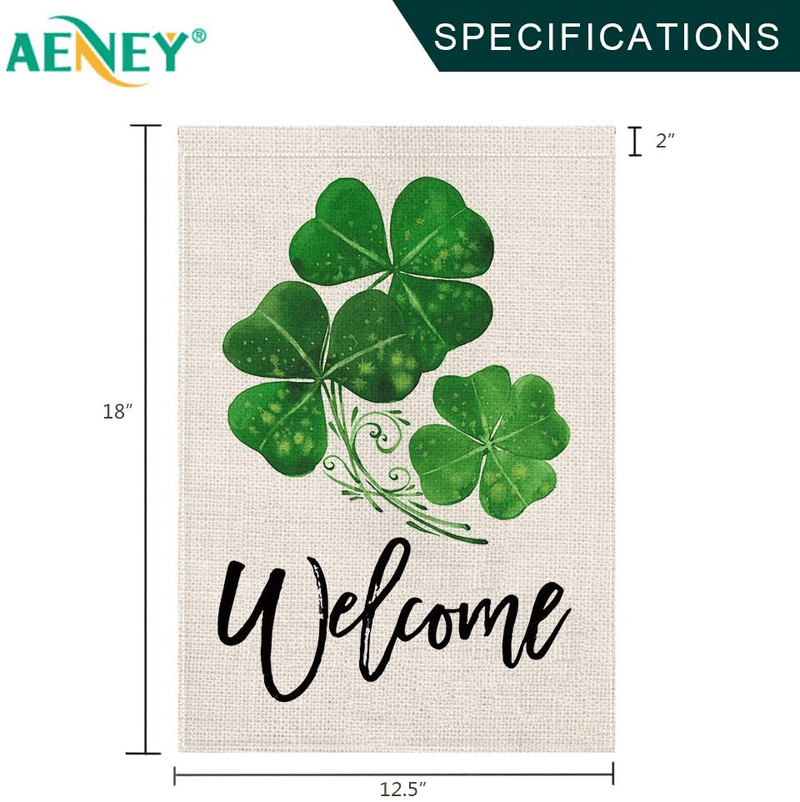 AENEY St Patricks Day Garden Flag 12.5X18 Vertical Double Sided Decorative Shamrock Lucky Clover Welcome Garden Flag for outside Yard Lawn Outdoor St Patricks Day Decoration B66-12 Arts & Entertainment > Party & Celebration > Party Supplies AENEY   