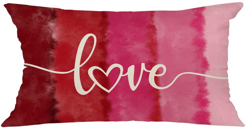 AENEY Valentines Day Pillow Cover 12X20 Inch Farmhouse Valentines Day Decor for Home Red Pink Love Valentine Pillows Decorative Throw Pillows Valentines Day Decorations A450-12 Home & Garden > Decor > Seasonal & Holiday Decorations AENEY   