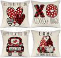 AENEY Valentines Day Pillow Covers 18X18 Inch Set of 4 for Home Decor Red Black Buffalo Plaid Love Heart Truck Decor Valentines Day Throw Pillows Decorative Cushion Cases Valentine Decorations A321-18
