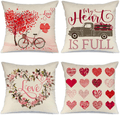 AENEY Valentines Day Pillow Covers 18X18 Inch Set of 4 for Valentines Decor Red Heart Tree and Love Bicycle Decor Valentines Day Throw Pillows Decorative Cushion Cases Valentine Decorations A288 Home & Garden > Decor > Chair & Sofa Cushions AENEY Multicolor 20"x20" 