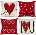 AENEY Valentines Day Pillow Covers 18X18 Set of 4 Love Heart Valentines Day Throw Pillows Decorative Cushion Cases Valentine Decorations A461-18