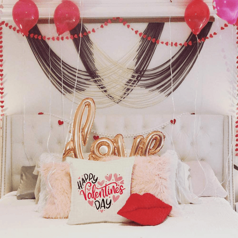 AENEY Valentines Day Pillow Covers 18X18 Set of 4 Valentines Day Decor for Home Love Heart Arrow Truck Cupid Valentine Pillows Decorative Throw Pillows Farmhouse Valentines Day Decorations A316-18