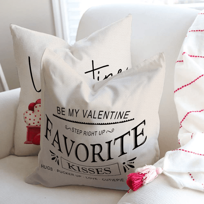AENEY Valentines Day Pillow Covers Set of 4 18X18 Farmhouse Valentines Day Decor for Home Red Truck Roses Heart Hello Valentine Pillows Decorative Throw Pillows Valentines Day Decorations A449-18