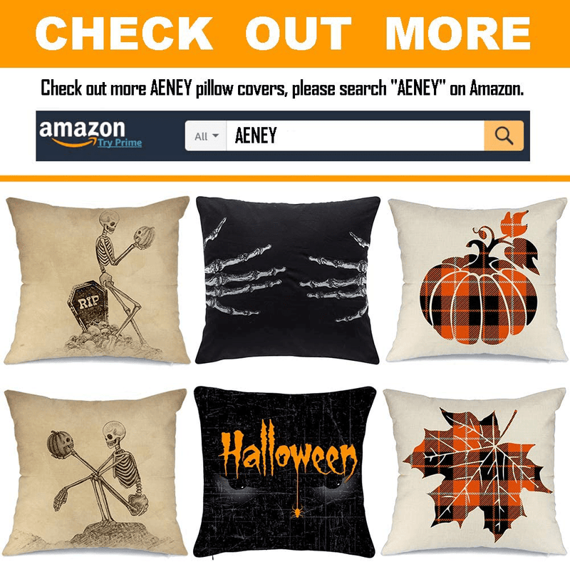 AENEY Wicked Halloween Skull Pumpkin Throw Pillow Cover 18 x 18 for Couch Wicked Vintage Fall Decorations Farmhouse Home Decor Autumn Black Decorative Pillowcase Cotton Linen Square Cushion Case Arts & Entertainment > Party & Celebration > Party Supplies AENEY   