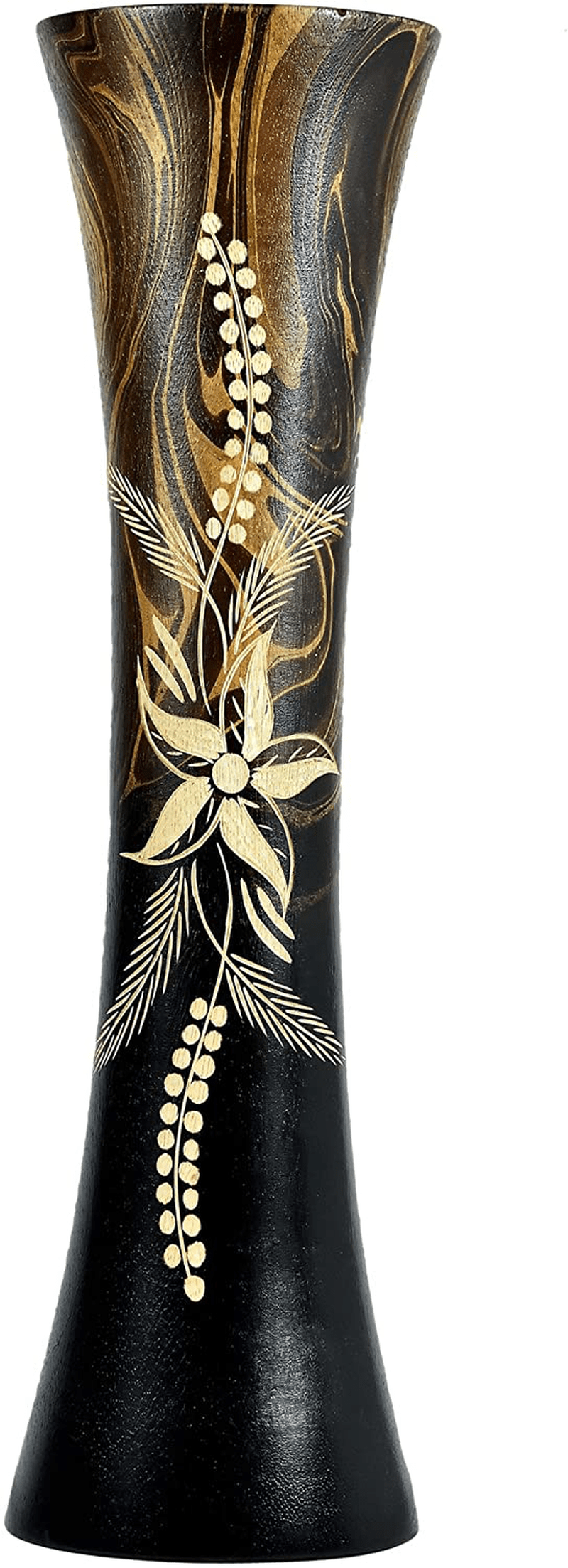 AeraVida Hand Carved Wild Flower Tall Slim Wooden Dry Vase Home & Garden > Decor > Vases AeraVida Default Title  
