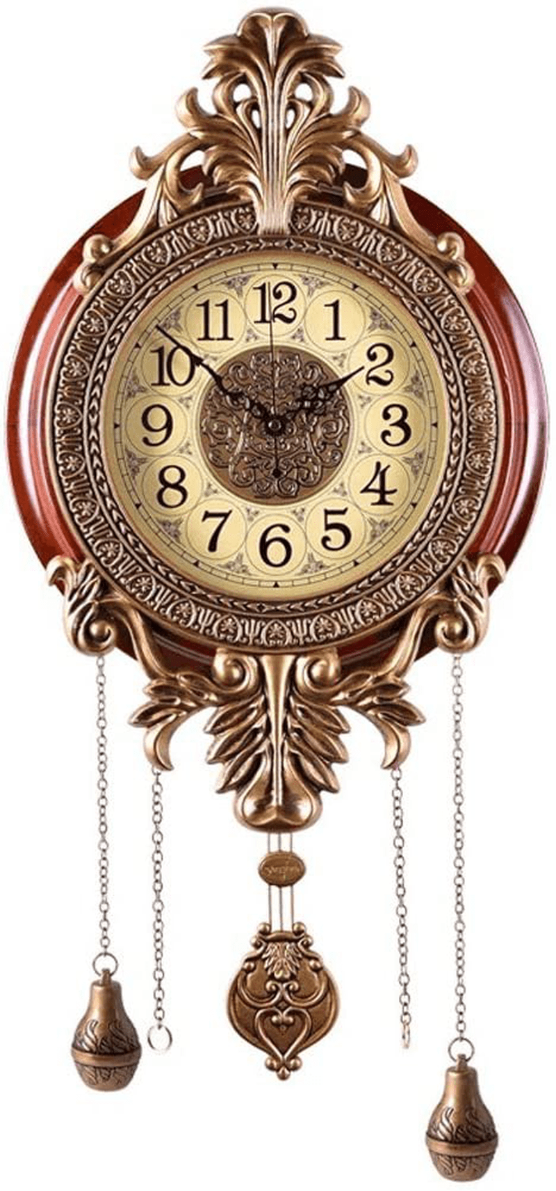 Aero Snail Large Retro Style Vintage Royal Line Silent High-end Luxury Metal Wood Wall Clock with Swinging Pendulum Home & Garden > Decor > Clocks > Wall Clocks Aero Snail   