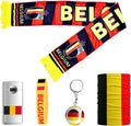 Aersileng National Team Fans Soccer Cup 5 Piece Kit World Championship Scarf Tube Bandanna Bracelet Paint Stick Keychain Sporting Goods > Outdoor Recreation > Winter Sports & Activities Aersileng Red & Black  