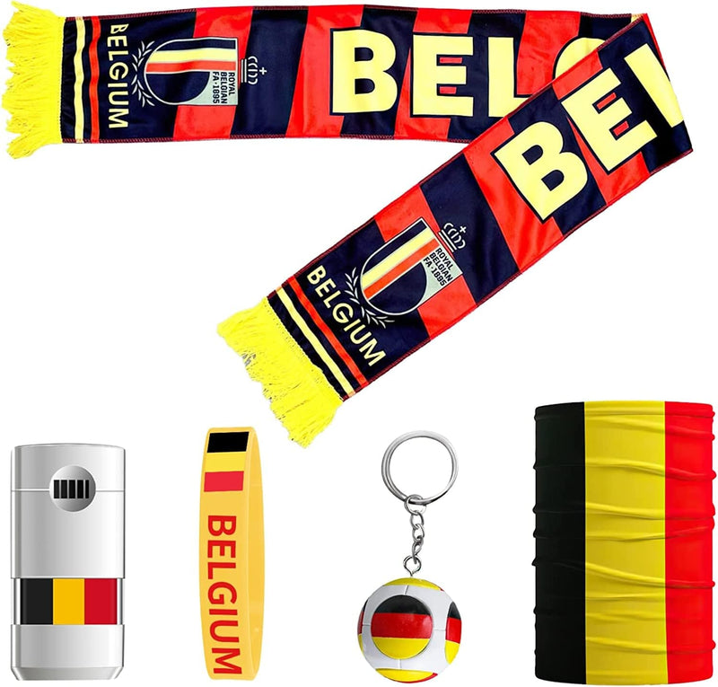 Aersileng National Team Fans Soccer Cup 5 Piece Kit World Championship Scarf Tube Bandanna Bracelet Paint Stick Keychain