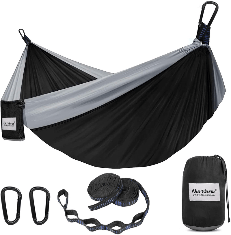 AerWo Camping Hammock Double & Single Portable Hammocks for Outside, with 2 Tree Straps, Portable Travel Hammocks for Trees, Lightweight 210D Parachute Hammock for Outdoor Camping, 118 x 78 in Home & Garden > Lawn & Garden > Outdoor Living > Hammocks AerWo Default Title  