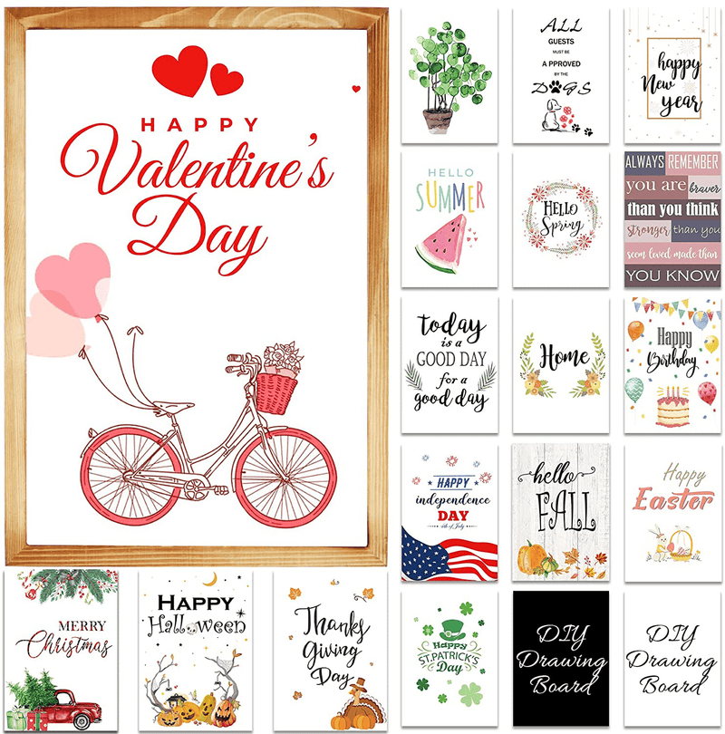 Aerwo Farmhouse Wall Decor Signs with 18 Interchangeable Sayings for Spring Decor, 11''×16'' Rustic Picture Frame with HD Plexiglass and a DIY Drawing Board, Valentines Day Easter Decoration for Home Home & Garden > Decor > Seasonal & Holiday Decorations AerWo   