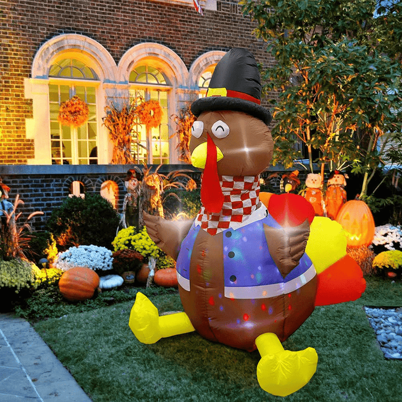 AerWo Thanksgiving Inflatable Turkey Decoration 6ft Blow Up Turkey Inflatable with Rotating LED Colorful Lights for Outdoor Holiday Yard Lawn Thanksgiving Decorations Home Decor Home & Garden > Decor > Seasonal & Holiday Decorations& Garden > Decor > Seasonal & Holiday Decorations AerWo   