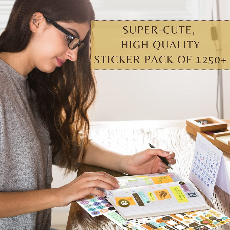 Aesthetic Gold Foil Planner Stickers - 1250+ Stunning Design Accessories Enhance and Simplify Your Planner, Journal and Calendar