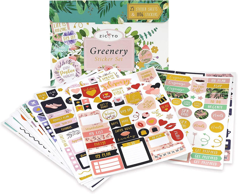 Aesthetic Greenery Planner Stickers for Fun Planning - 1100+ Stunning Gold Foil Monthly Designs - the Perfect Sticker Accessories to Enhance Your Daily Calendar and Planner Journaling Sporting Goods > Outdoor Recreation > Winter Sports & Activities ZICOTO   