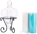 AF ANDREW FAMILY Monogrammed Etched Wedding Glass Heart Shaped Unity Set with Metal Stand- Initial M White& Blue Sand Included Home & Garden > Decor > Vases AF ANDREW FAMILY L  