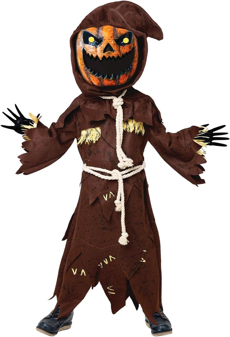 Spooktacular Creations Scary Scarecrow Pumpkin Bobble Head Costume W/Pumpkin Halloween Mask for Kids Role-Playing  JOYIN   