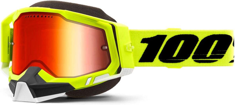 100% Racecraft 2 Snowmobile Anti-Fog Goggles - Powersport Racing Protective Eyewear Sporting Goods > Outdoor Recreation > Cycling > Cycling Apparel & Accessories 100% Yellow Mirror Red Lens 