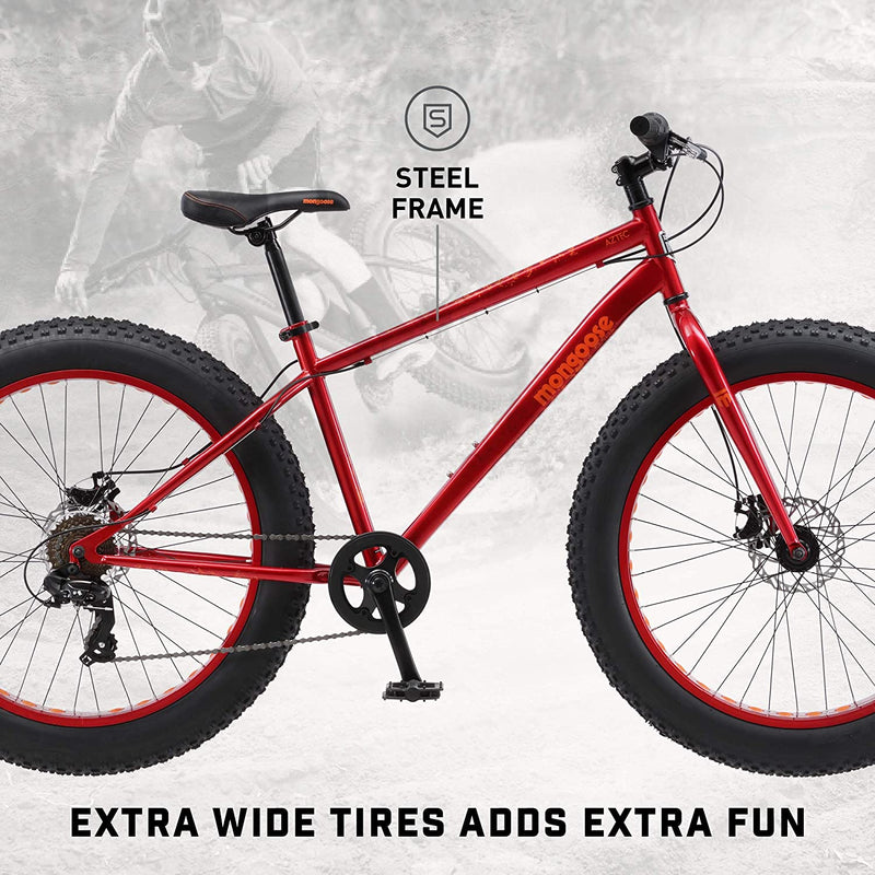 Mongoose Aztec Mens and Womens Fat Tire Bike, 18-Inch Steel Frame, 26-Inch Wheels, 4-Inch Knobby Tires, Red Sporting Goods > Outdoor Recreation > Cycling > Bicycles Pacific Cycle (Over-Boxed Product)   