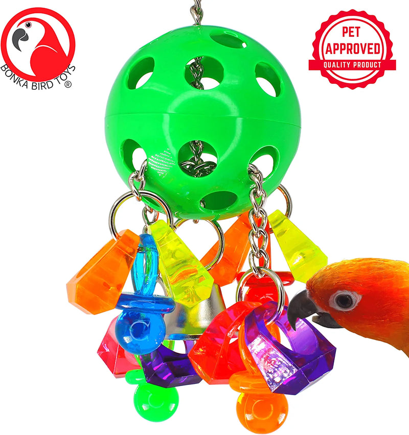 Bonka Bird Toys 1938 Paci Pull Colorful Pacifier Ring Acrylic Parrot Parrotlet Budgie Quaker African Animals & Pet Supplies > Pet Supplies > Bird Supplies > Bird Toys Bonka Bird Toys   