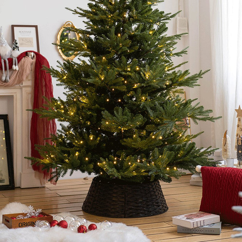 Christmas Tree Skirt Retro round Basket Xmas Trees Foot Decor Collar