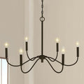 Bunkos Farmhouse Black Chandelier Rustic Candle 6-Light Pendant Light 30 Inches Adjustable Height Ceiling Light Fixture for Living Room Kitchen Island Dining Room Bedroom Foyer Home & Garden > Lighting > Lighting Fixtures > Chandeliers BUNKOS Black  