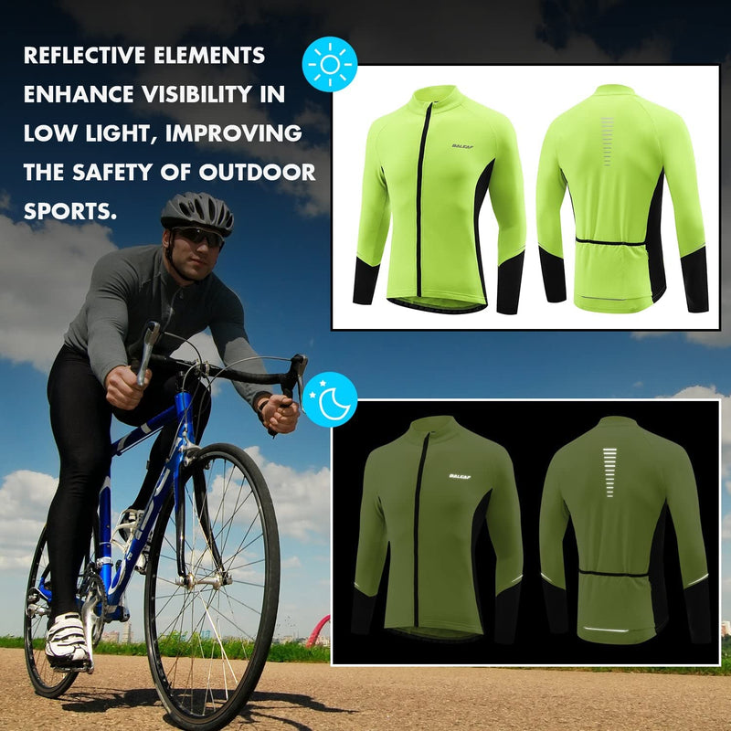 BALEAF Men'S Winter Cycling Jersey Long Sleeve Fleece Thermal Bike Jacket Bicycle Clothing Windproof Cold Weathre Gear Sporting Goods > Outdoor Recreation > Cycling > Cycling Apparel & Accessories BALEAF   