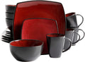 Gibson Soho Lounge 16-Piece Square Reactive Glaze Dinnerware Set, Red Home & Garden > Kitchen & Dining > Tableware > Dinnerware Gibson Red Service for 4 (16pc) 