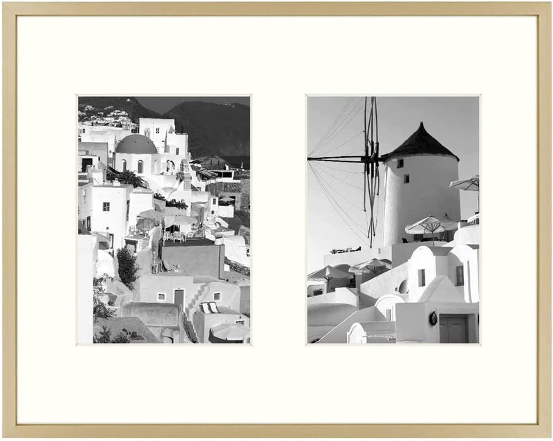 Golden State Art, 11X14 Black Photo Wood Collage Frame with Tempered Glass and White Mat Displays (2) 5X7 Pictures Home & Garden > Decor > Picture Frames Golden State Art Aluminum - Gold With Ivory Mat 1 Pack 