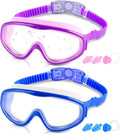 COOLOO Kids Swim Goggles for Age 3-15, 2 Pack Kids Goggles for Swimming with Nose Cover, No Leaking, Anti-Fog, Waterproof Sporting Goods > Outdoor Recreation > Boating & Water Sports > Swimming > Swim Goggles & Masks COOLOO E. Wv-blue+purple  